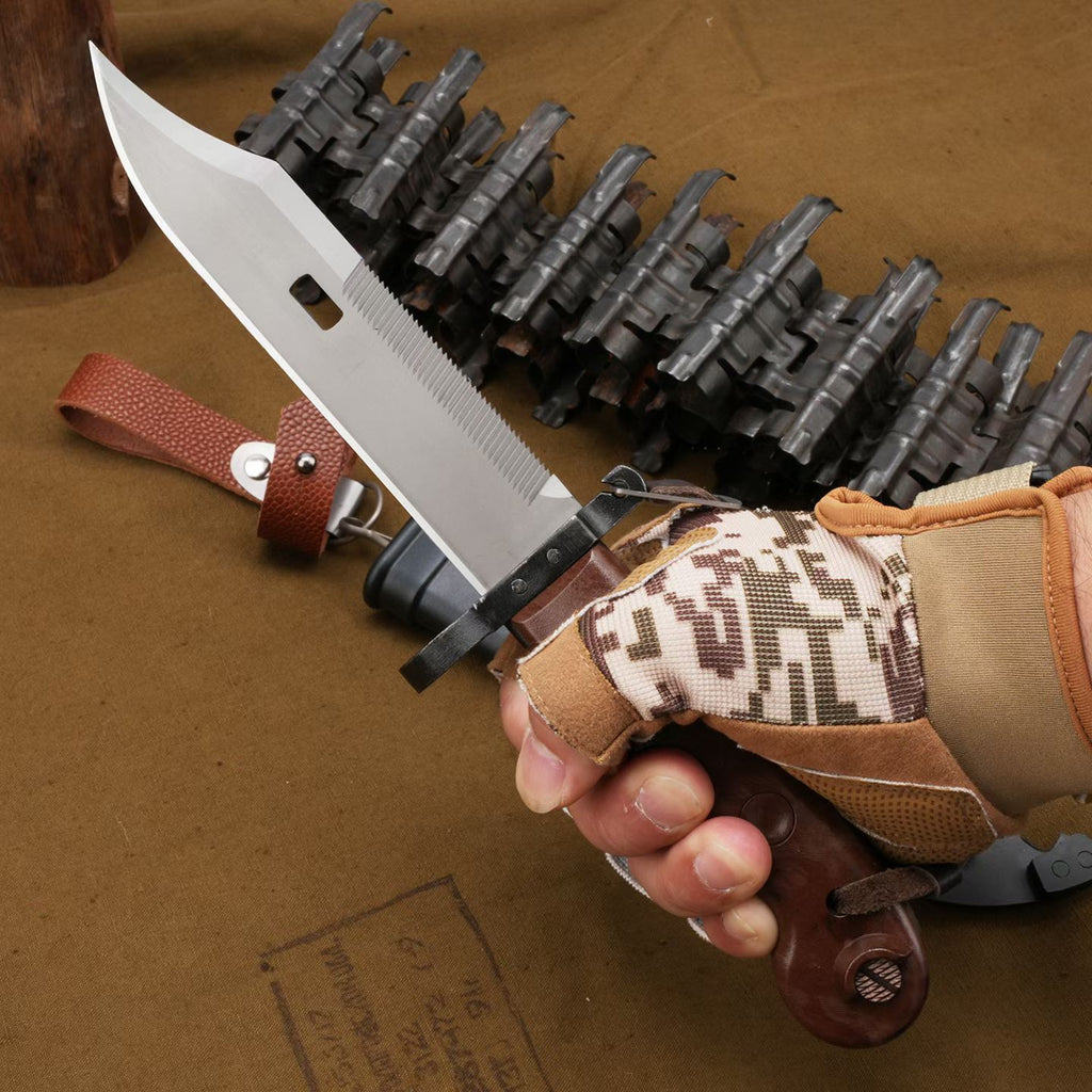 AK-Style Military Fixed Blade Knife – Alloy Steel, Nylon Fiberglass Handle with Steel Sheath AKM1