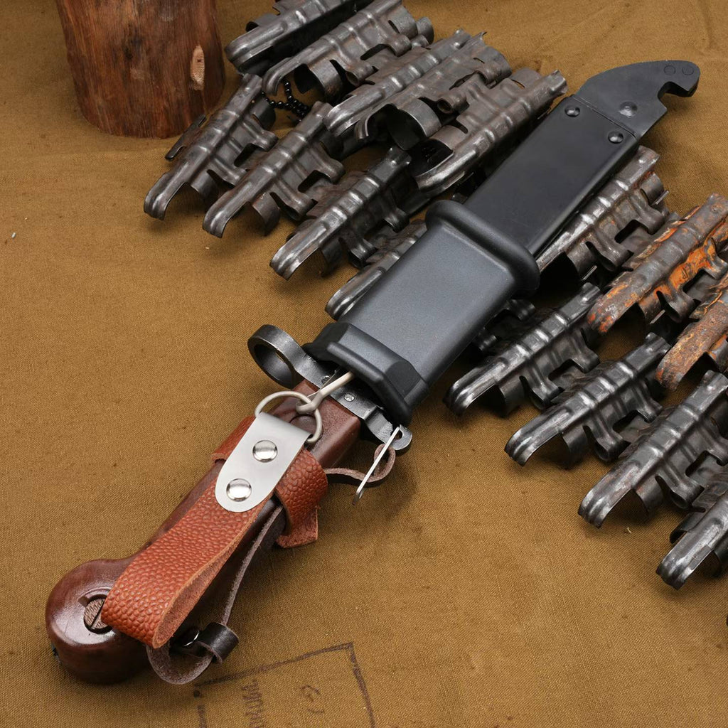 AK-Style Military Fixed Blade Knife – Alloy Steel, Nylon Fiberglass Handle with Steel Sheath AKM1