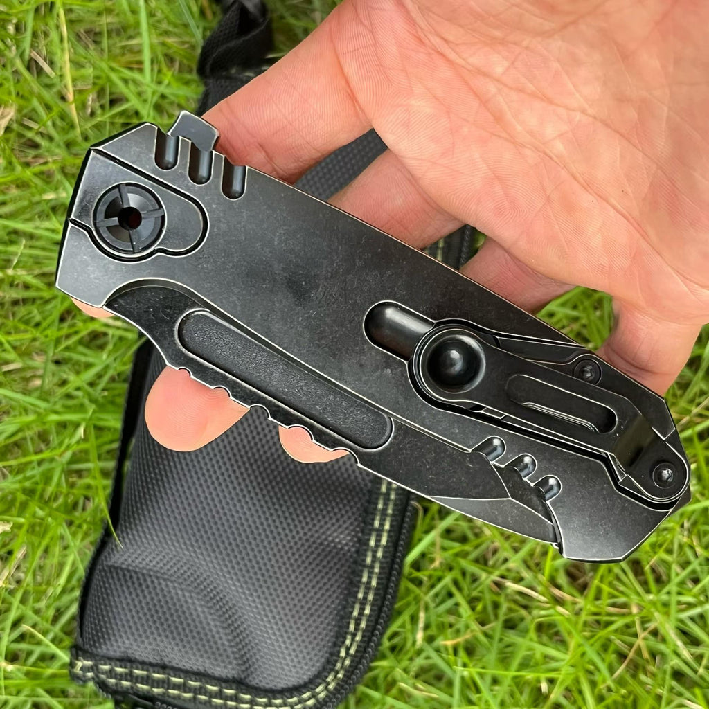 al Folding Tool – 10Cr15MoVCo Steel, Titanium Handle, Black PVD