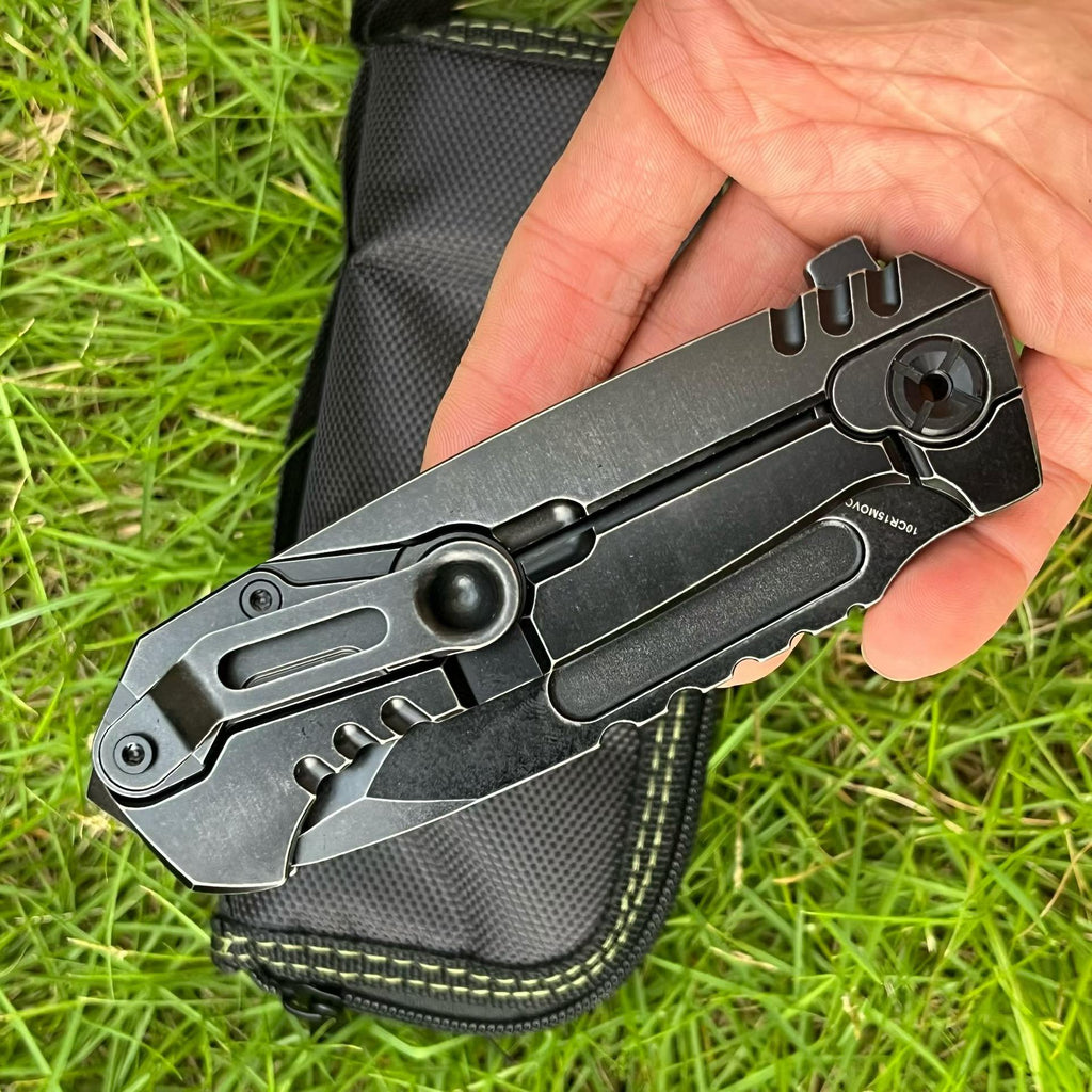 al Folding Tool – 10Cr15MoVCo Steel, Titanium Handle, Black PVD