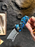 75-Layer Damascus EDC Folding Knife | Galaxy Resin Handle