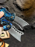 75-Layer Damascus EDC Folding Knife | Galaxy Resin Handle