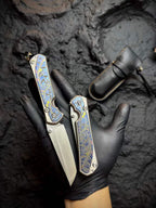 M390 Powder Steel Folding Tool | TC4 Titanium Engraved Handle | 62HRC Hand-Brushed
