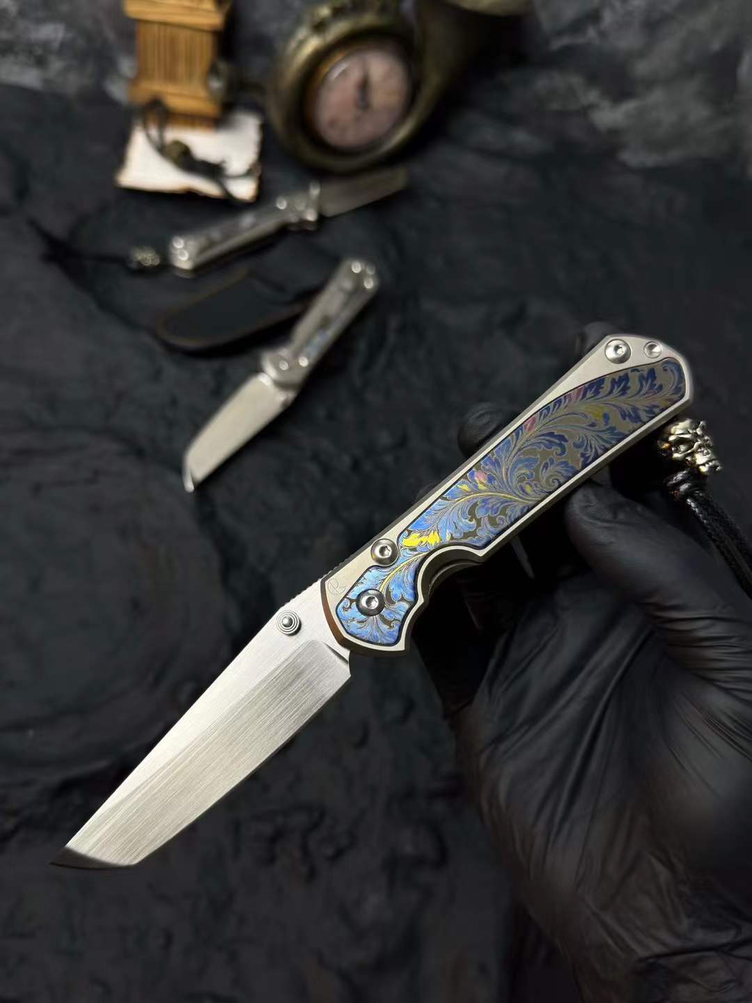 M390 Powder Steel Folding Tool | TC4 Titanium Engraved Handle | 62HRC Hand-Brushed