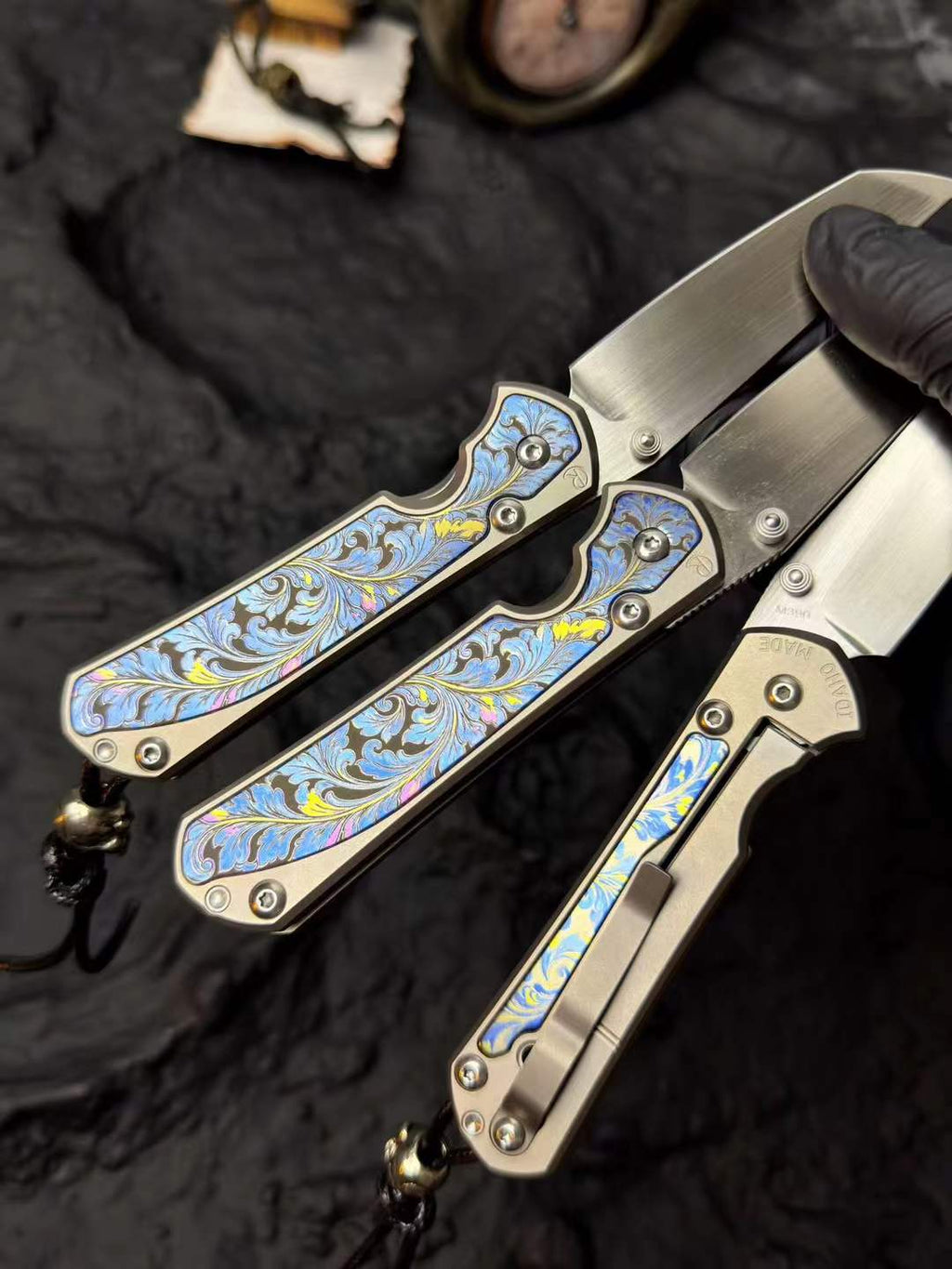 M390 Powder Steel Folding Tool | TC4 Titanium Engraved Handle | 62HRC Hand-Brushed