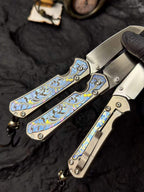 M390 Powder Steel Folding Tool | TC4 Titanium Engraved Handle | 62HRC Hand-Brushed