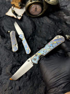 M390 Powder Steel Folding Tool | TC4 Titanium Engraved Handle | 62HRC Hand-Brushed