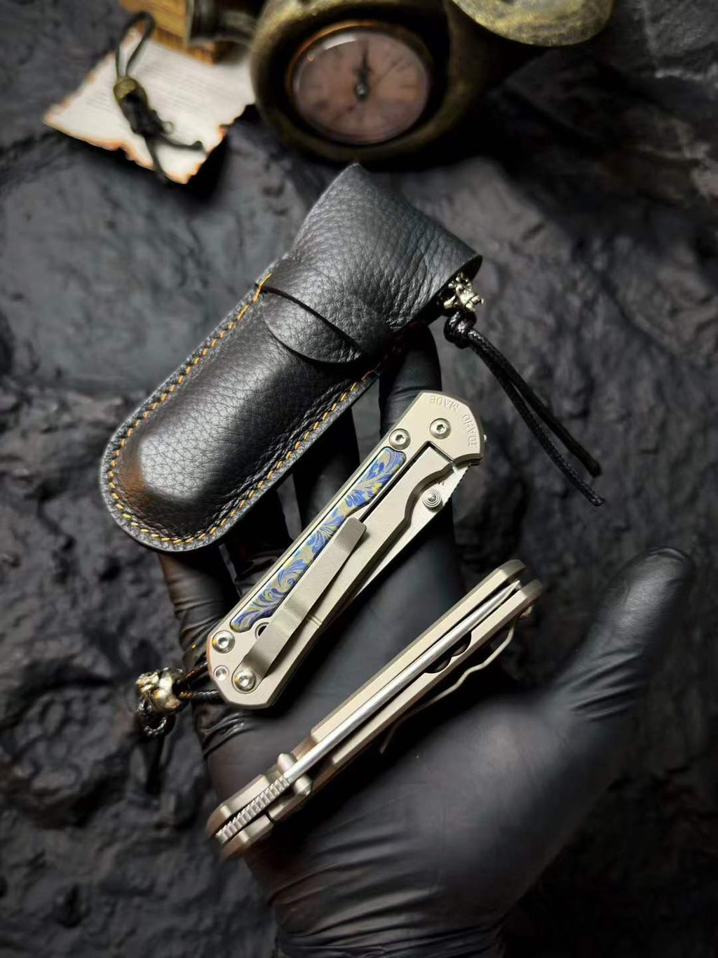 M390 Powder Steel Folding Tool | TC4 Titanium Engraved Handle | 62HRC Hand-Brushed