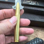 14C28N Fixed Blade Tool | Brass Bullet Handle | Carbon Fiber Kydex Sheath
