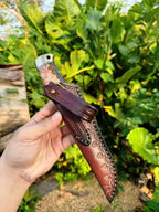 SKD11 Full Tang Fixed Blade Outdoor Knife | Burl Wood Handle & Leather Sheath