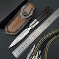 Damascus Butterfly Tool – 228-Layer VG10 Steel | Rosewood & CNC Steel Handle