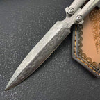 Damascus Butterfly Tool – 228-Layer VG10 Steel | Rosewood & CNC Steel Handle