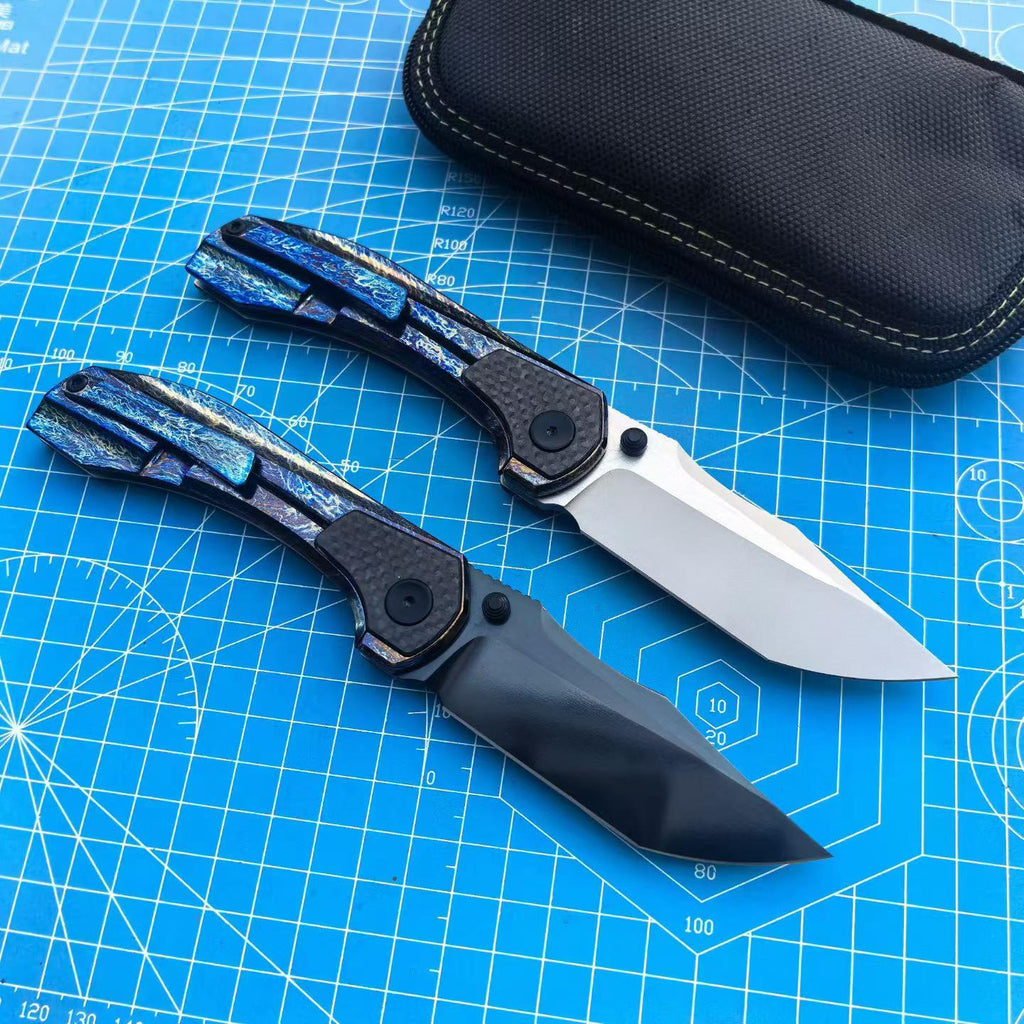 M390 Powder Steel Folding Knife | TC4 Titanium Handle | Ceramic Bearing EDC Pocket Knife