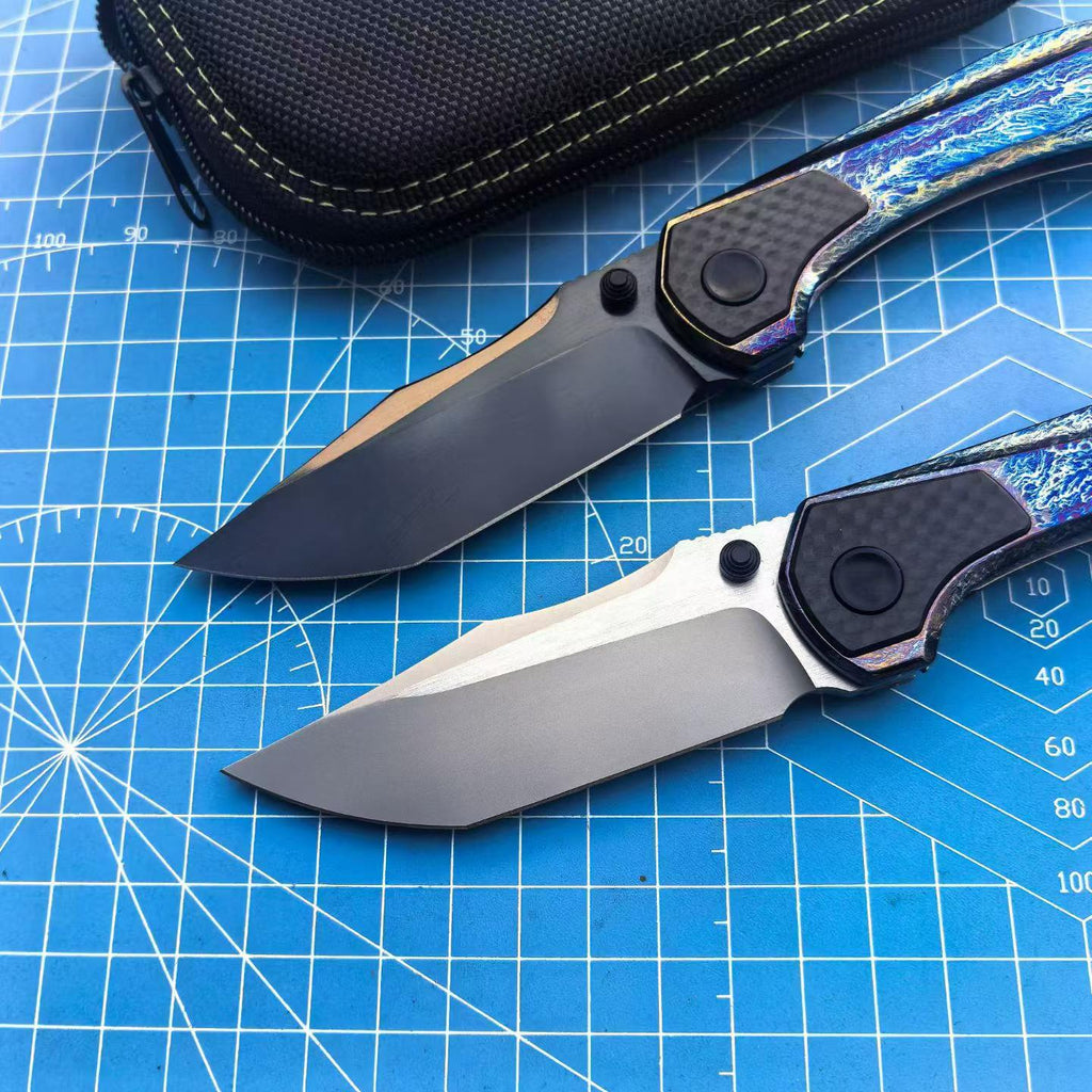 M390 Powder Steel Folding Knife | TC4 Titanium Handle | Ceramic Bearing EDC Pocket Knife