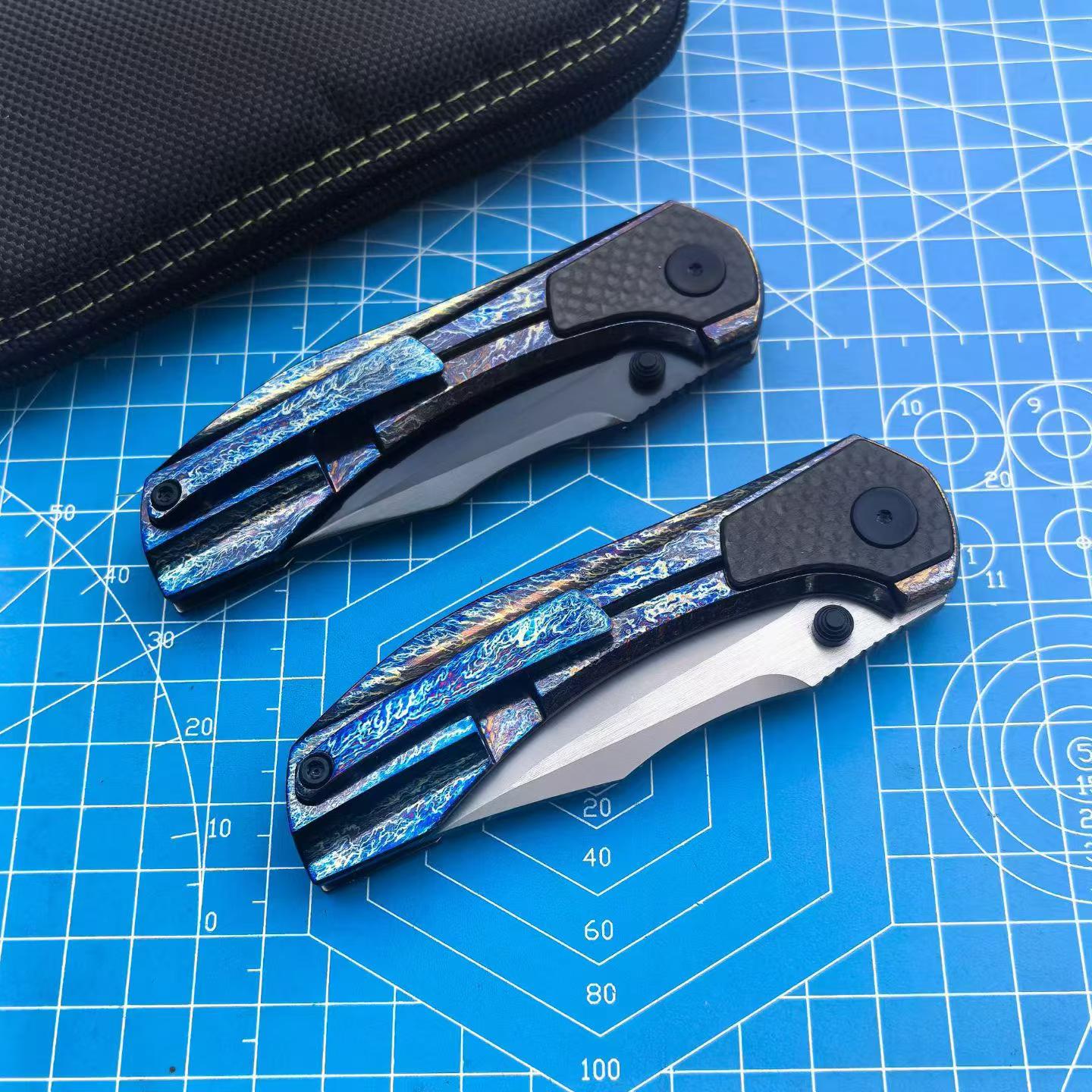 M390 Powder Steel Folding Knife | TC4 Titanium Handle | Ceramic Bearing EDC Pocket Knife