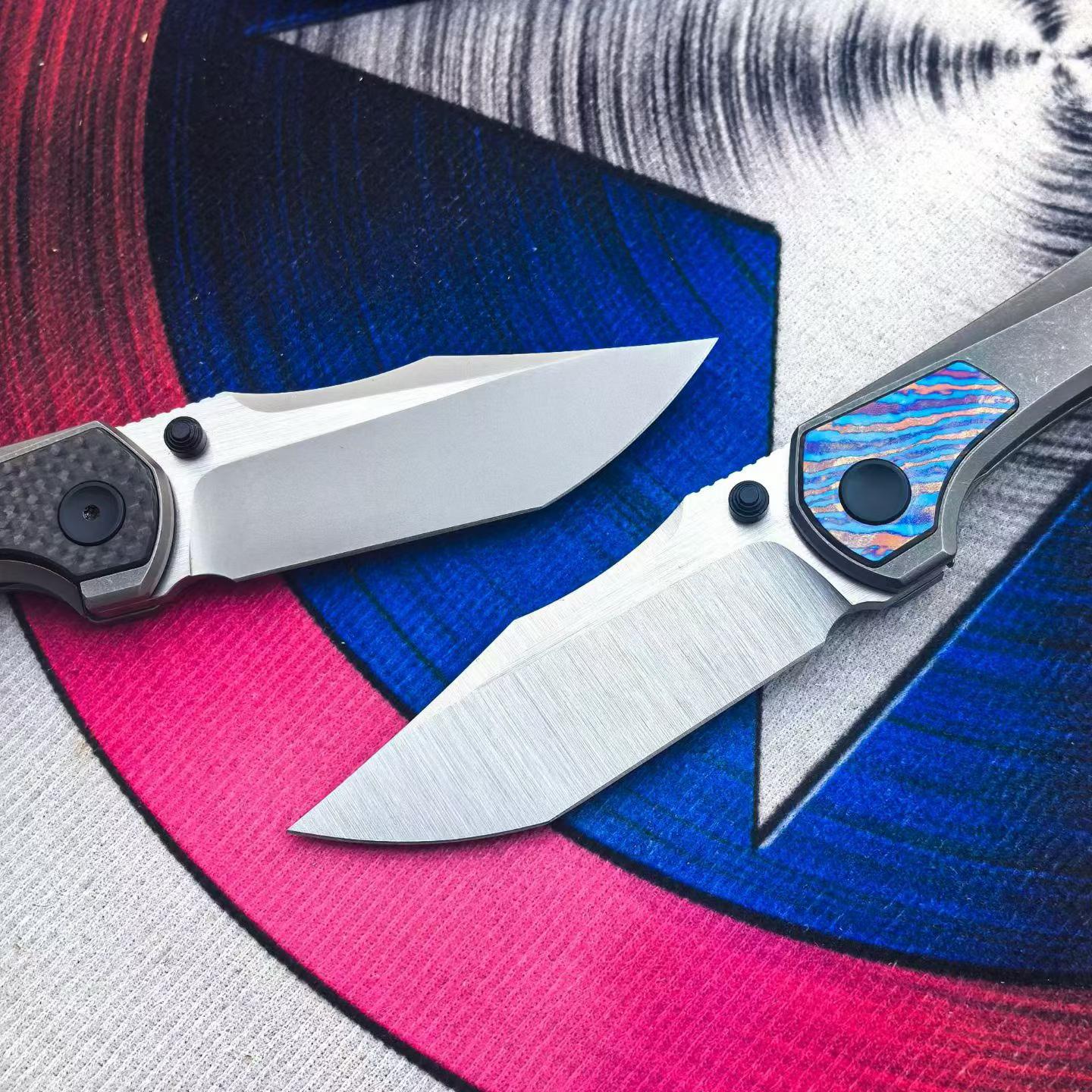 M390 Titanium EDC Folding Pocket Knife | Carbon Fiber & Timascus Inlay