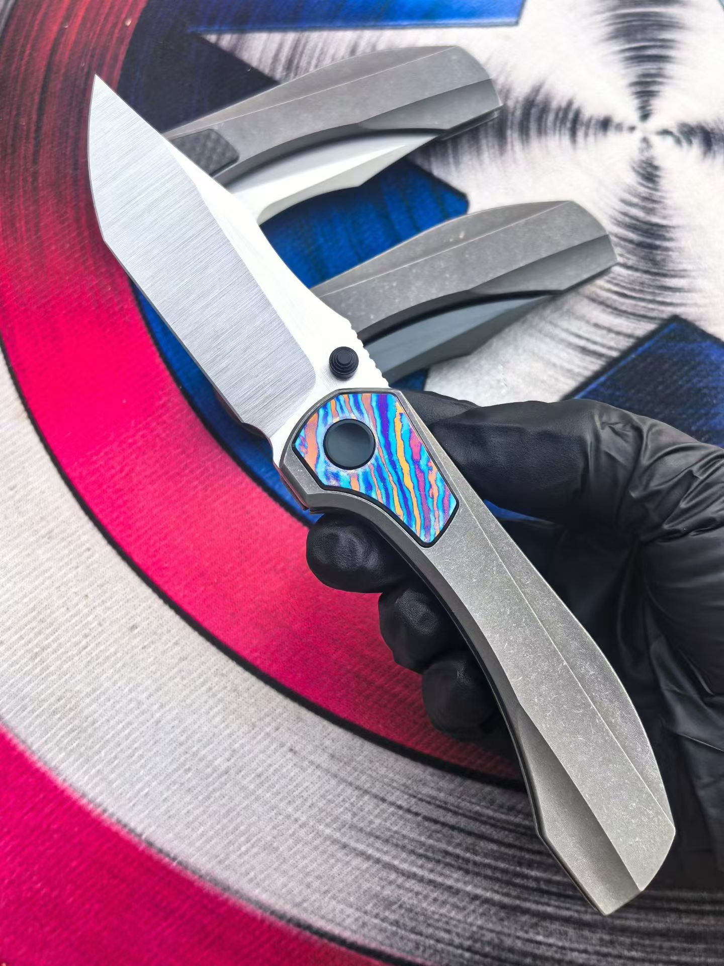 M390 Titanium EDC Folding Pocket Knife | Carbon Fiber & Timascus Inlay