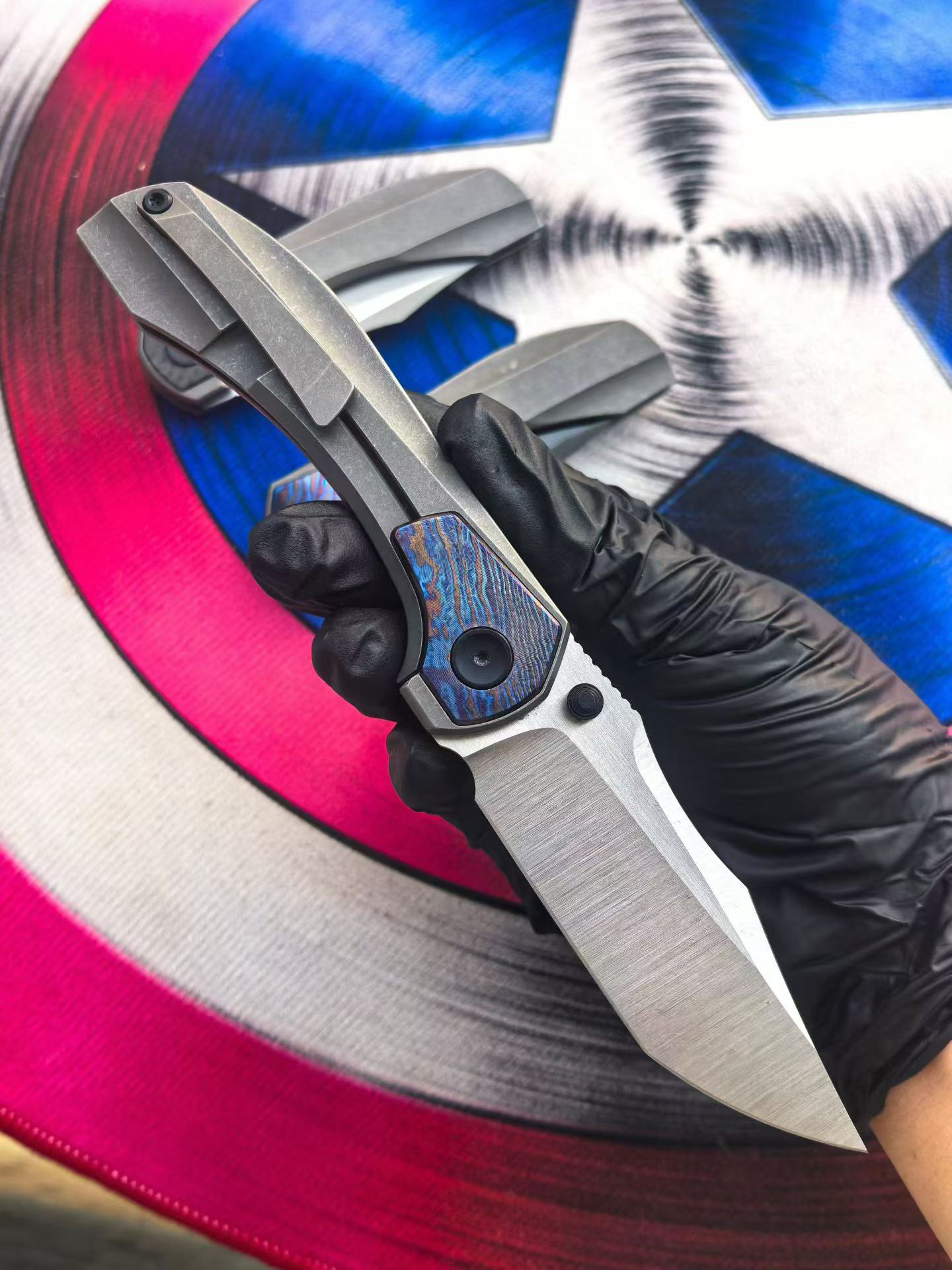 M390 Titanium EDC Folding Pocket Knife | Carbon Fiber & Timascus Inlay
