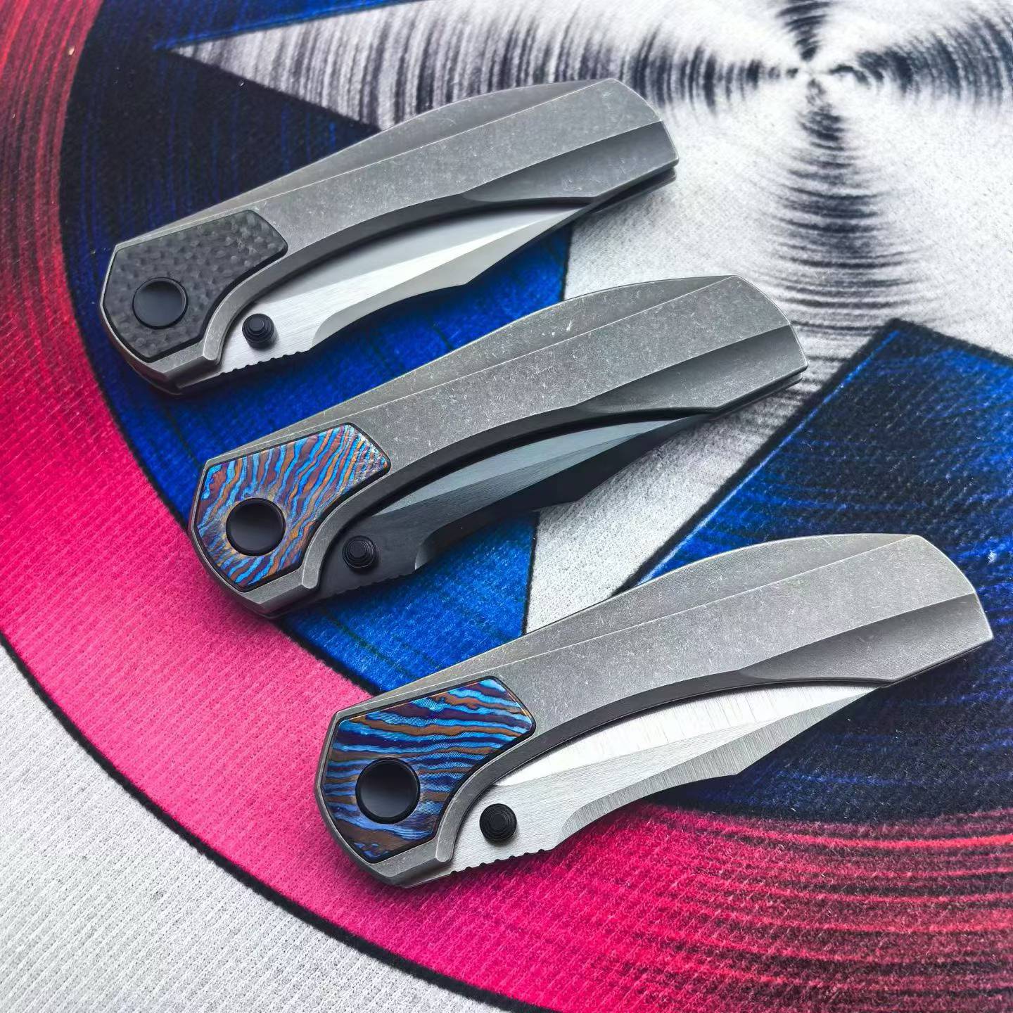 M390 Titanium EDC Folding Pocket Knife | Carbon Fiber & Timascus Inlay