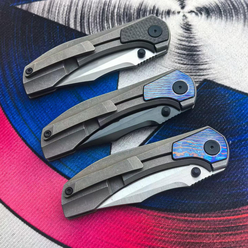 M390 Titanium EDC Folding Pocket Knife | Carbon Fiber & Timascus Inlay