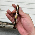 D2 Steel EDC Folding Pocket Knife | CNC Titanium Handle & Flame Finish Blade