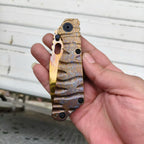 D2 Steel EDC Folding Pocket Knife | CNC Titanium Handle & Flame Finish Blade