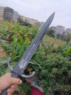 Heavy Duty Full Tang Battle Sword - Titanium Black 9Cr18 Steel | G10 Handle | Lacquered Wood Sheath
