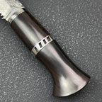 Damascus Steel Fixed Blade Knife - Ebony Handle with Leather Sheath