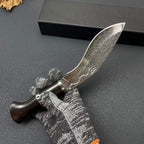 Damascus Steel Fixed Blade Knife - Ebony Handle with Leather Sheath
