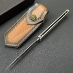 228-Layer Damascus VG10 Pocket Tool - Engraved Stainless Steel Handle with Leather Sheath