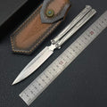 228-Layer Damascus VG10 Pocket Tool - Engraved Stainless Steel Handle with Leather Sheath
