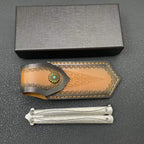 228-Layer Damascus VG10 Pocket Tool - Engraved Stainless Steel Handle with Leather Sheath