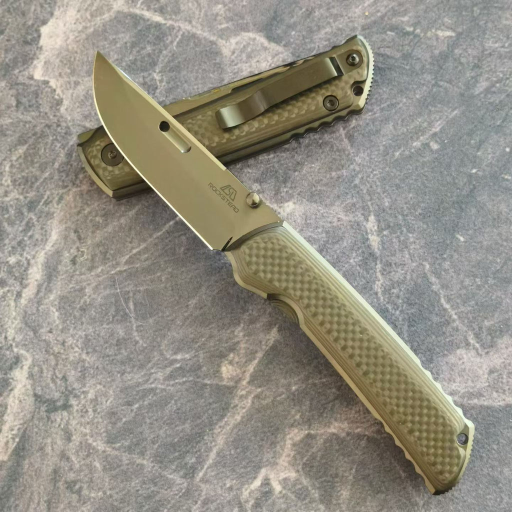DLC Mirror Folding Knife | VG10 Steel TC4 Titanium + Carbon Fiber