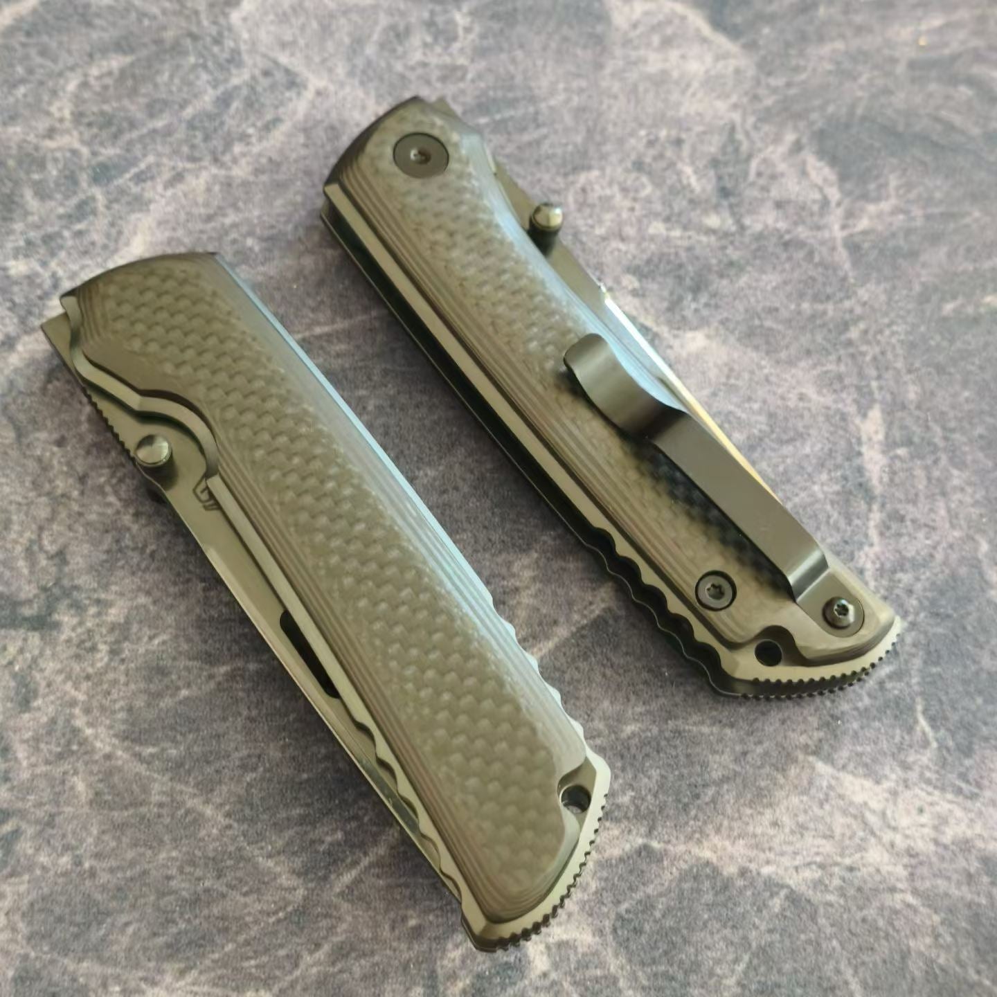 DLC Mirror Folding Knife | VG10 Steel TC4 Titanium + Carbon Fiber