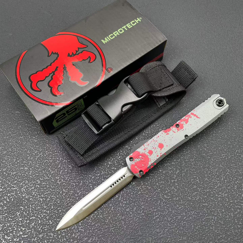 Mic UT OTF Knife | 8Cr14MoV Steel | Aluminum Handle | Splatter Edition