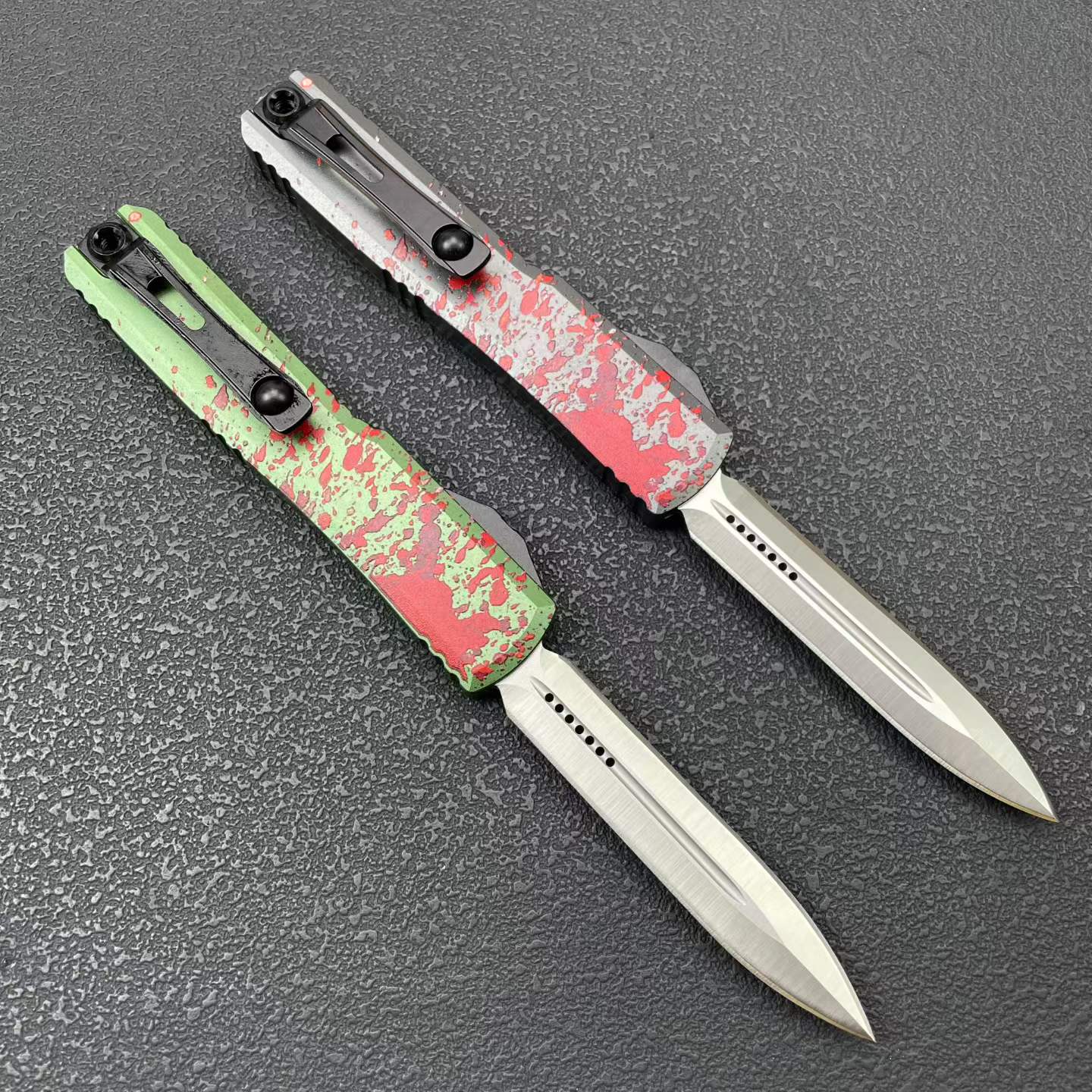 Mic UT OTF Knife | 8Cr14MoV Steel | Aluminum Handle | Splatter Edition