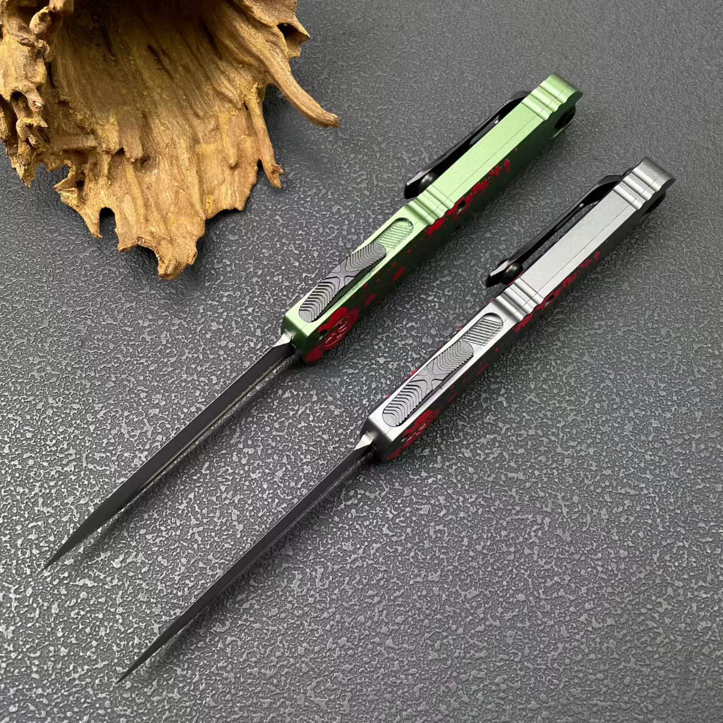 Mic UT OTF Knife | 8Cr14MoV Steel | Aluminum Handle | Splatter Edition
