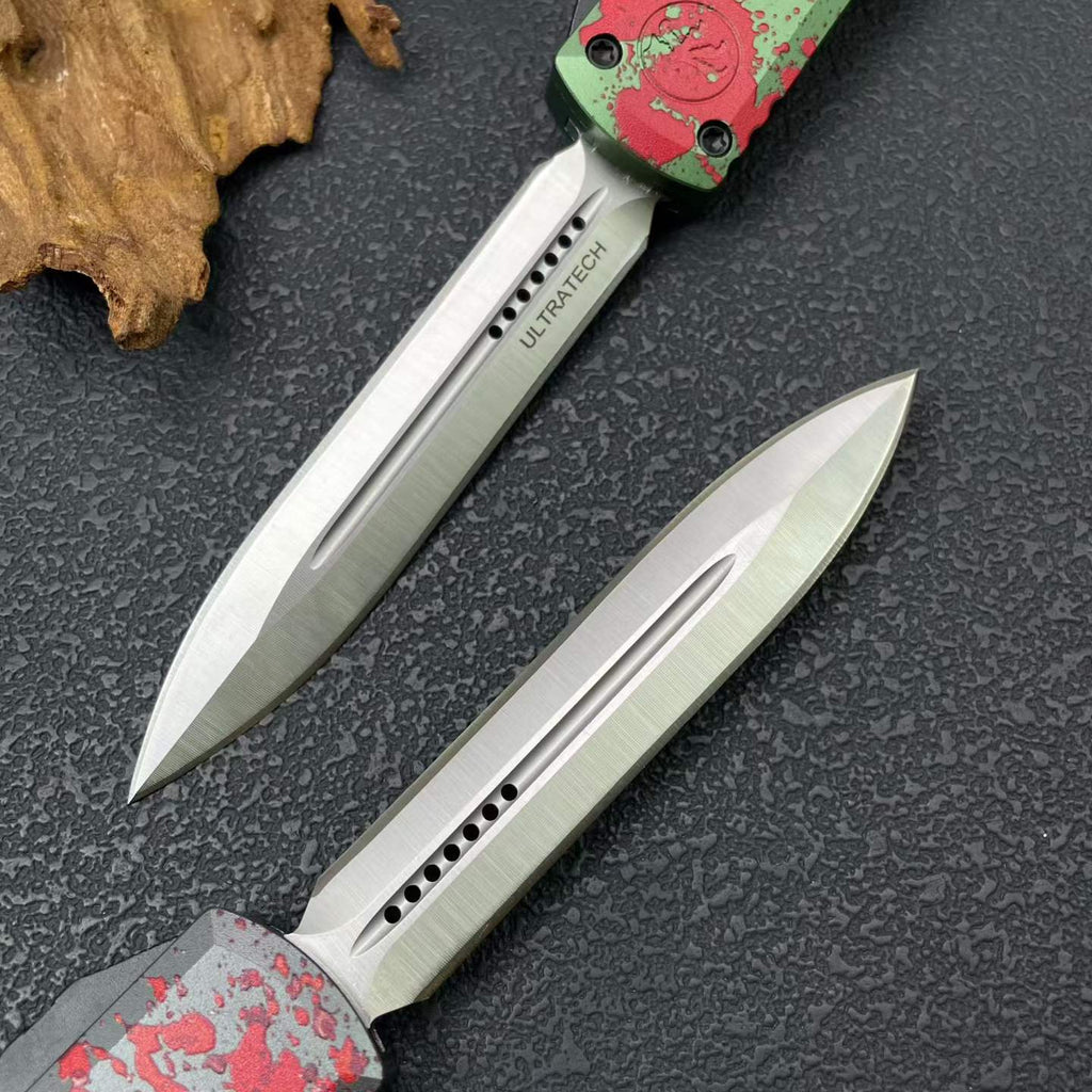 Mic UT OTF Knife | 8Cr14MoV Steel | Aluminum Handle | Splatter Edition