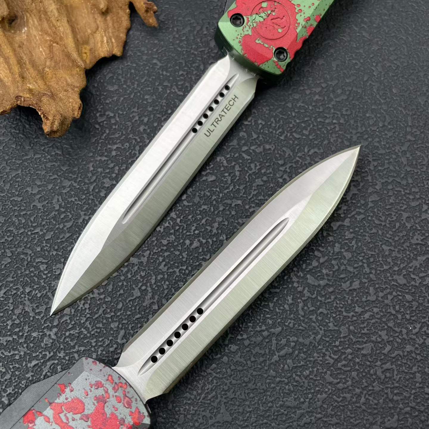 Mic UT OTF Knife | 8Cr14MoV Steel | Aluminum Handle | Splatter Edition