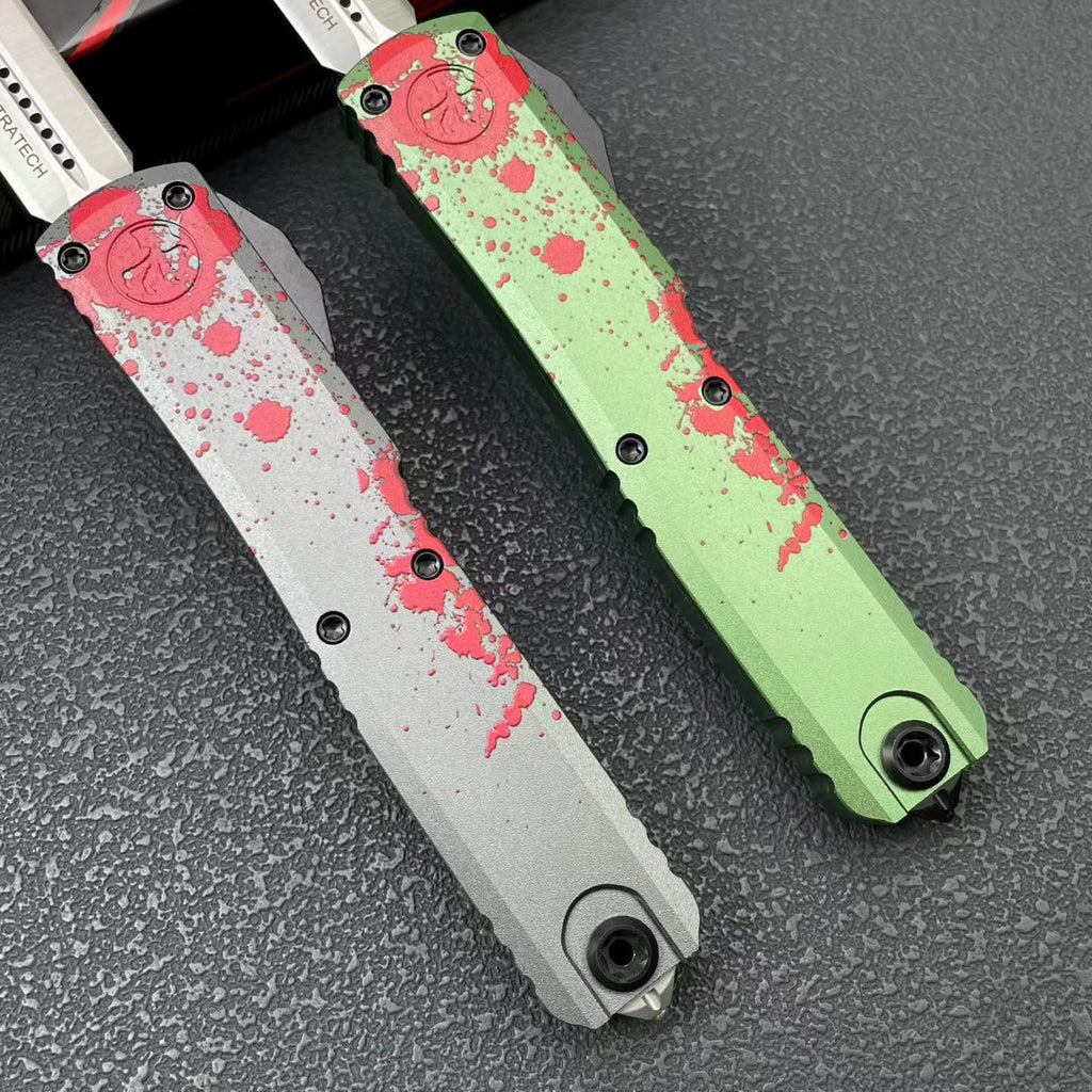 Mic UT OTF Knife | 8Cr14MoV Steel | Aluminum Handle | Splatter Edition