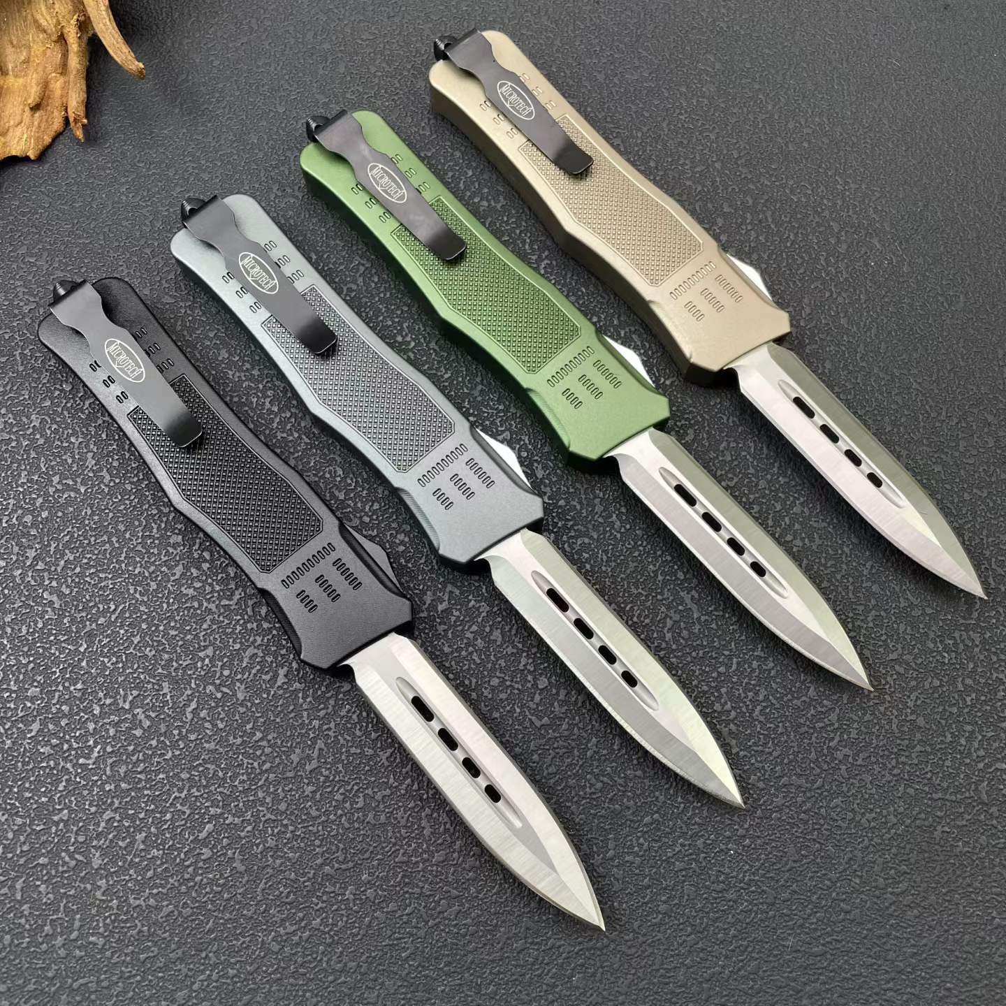 OTF Tactical Knife | 8Cr14MoV Steel | Aluminum Handle | Black / Green / Tan