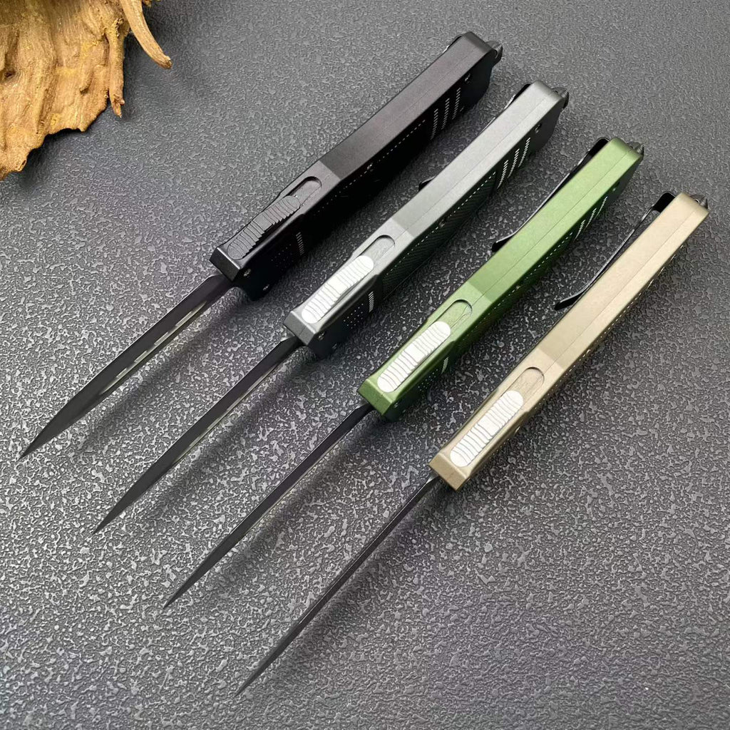 OTF Tactical Knife | 8Cr14MoV Steel | Aluminum Handle | Black / Green / Tan