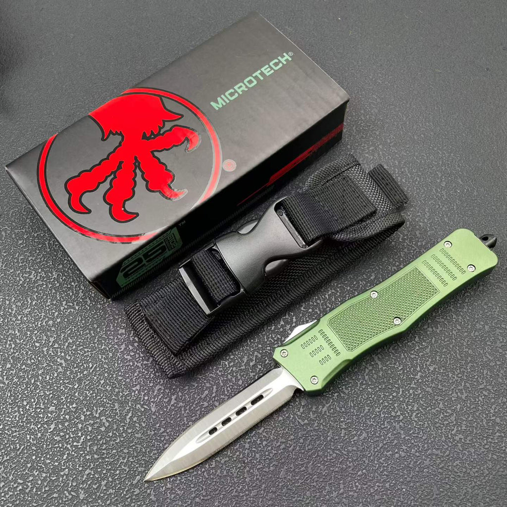 OTF Tactical Knife | 8Cr14MoV Steel | Aluminum Handle | Black / Green / Tan