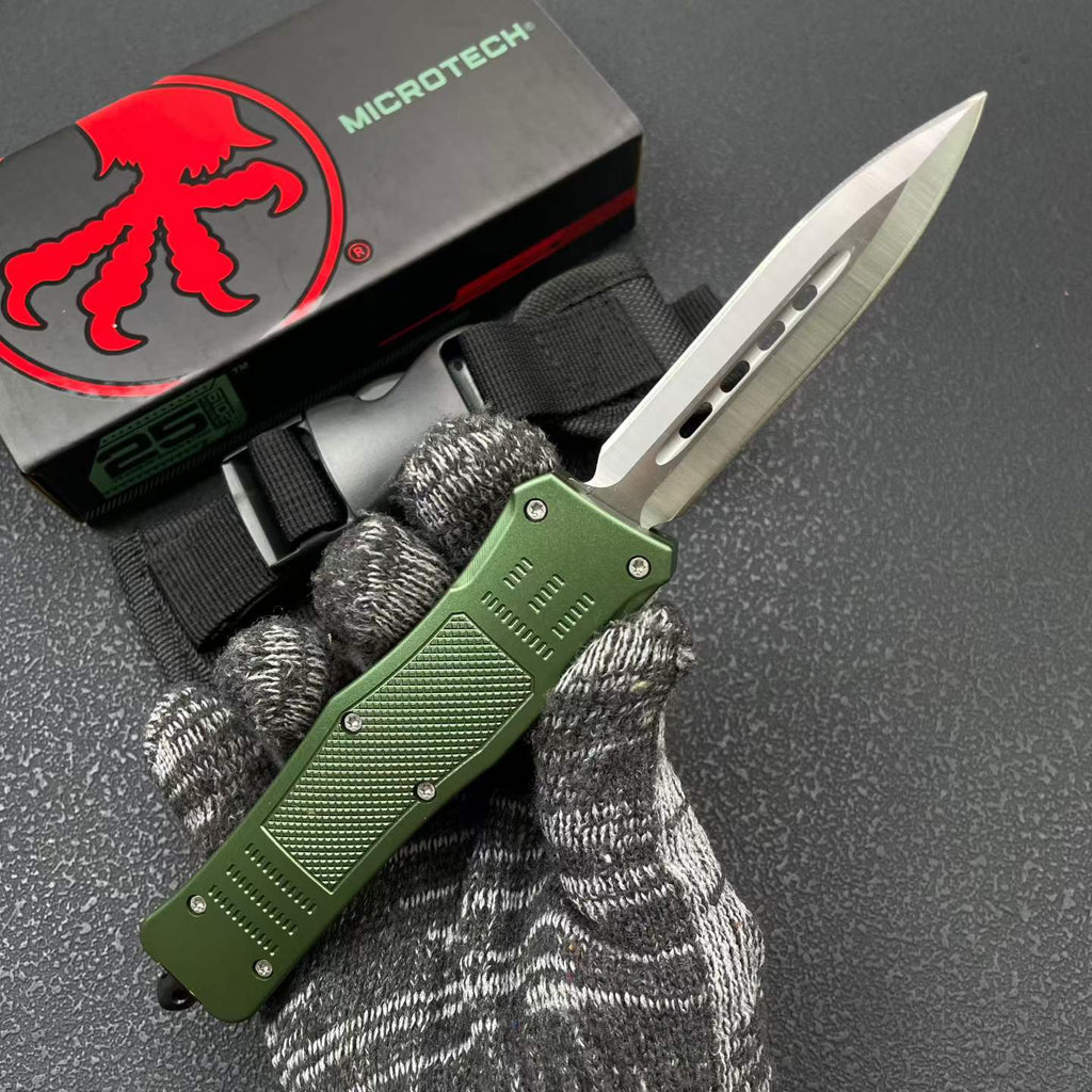 OTF Tactical Knife | 8Cr14MoV Steel | Aluminum Handle | Black / Green / Tan