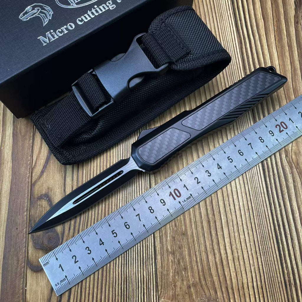 Micro Tech OTF Style Fixed Blade – 8CR14MOV Carbon Fiber Handle