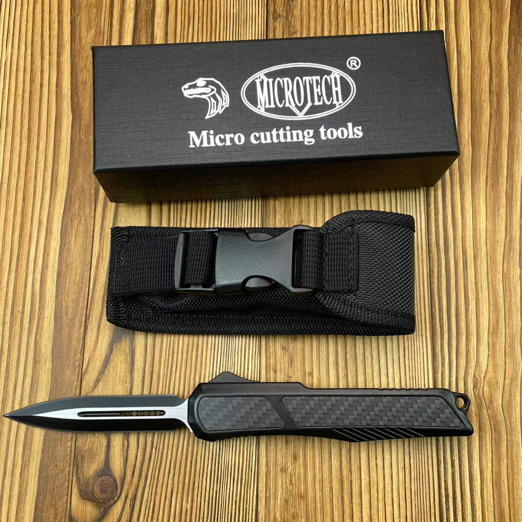 Micro Tech OTF Style Fixed Blade – 8CR14MOV Carbon Fiber Handle