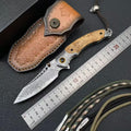 Damascus Folding Knife – 228-Layer VG10 Steel & Burl Wood Handle