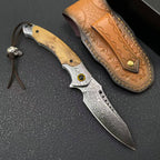 Damascus Folding Knife – 228-Layer VG10 Steel & Burl Wood Handle