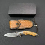 Damascus Folding Knife – 228-Layer VG10 Steel & Burl Wood Handle