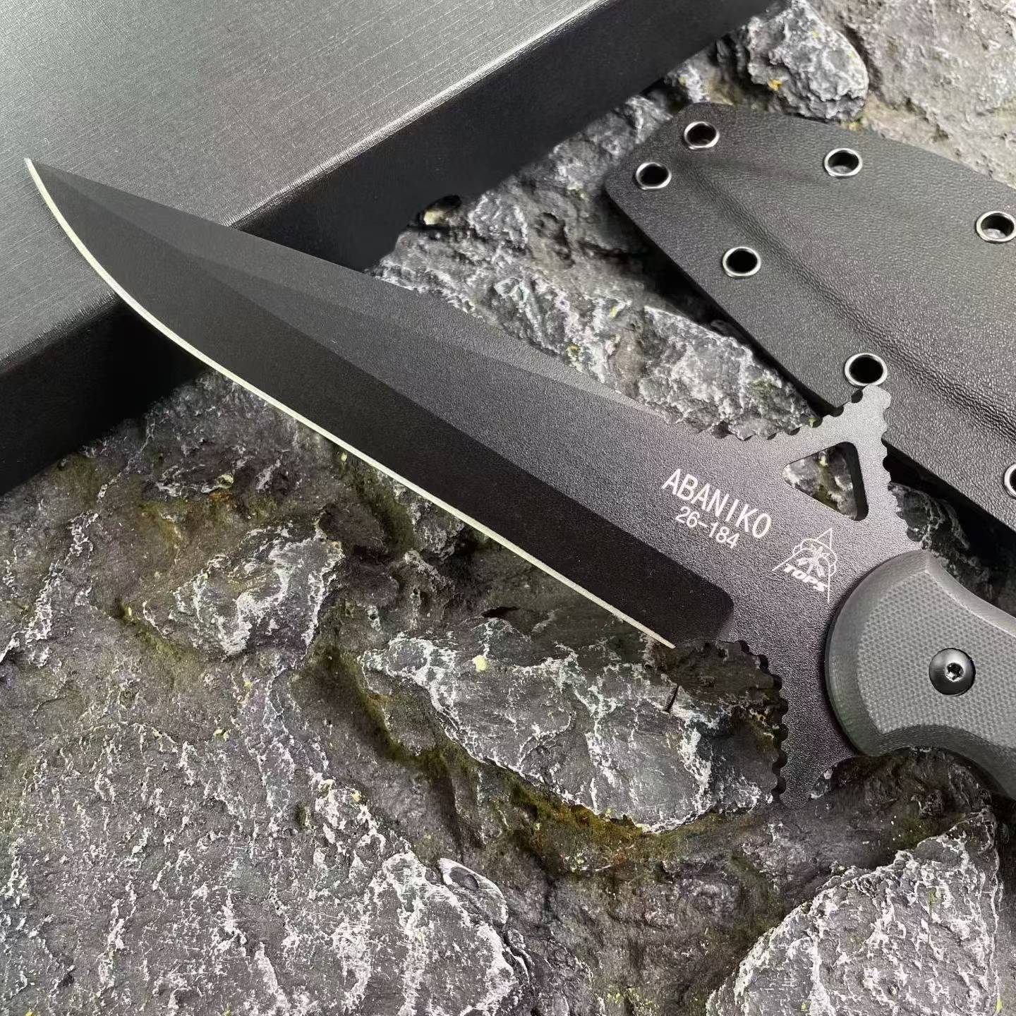 Abaniko Fixed Blade Tactical Knife – 9CR15MOV Steel G10 Handle
